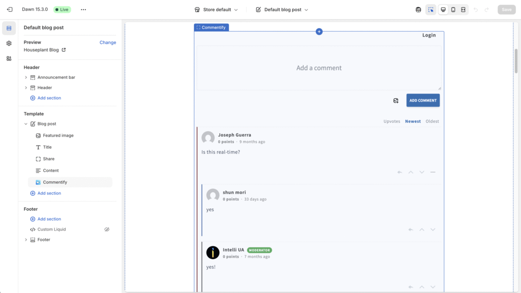 Better blog comments on Shopify blogs